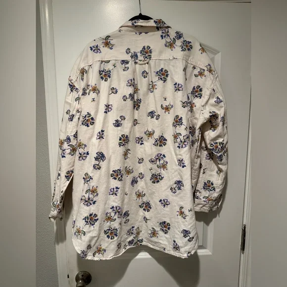 Anthropologie Pilcro Floral Flannel Button Up Oversized - Picture 6 of 7